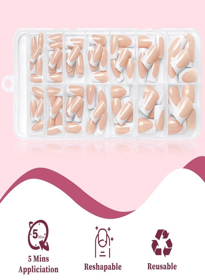 Lifextol 140PC White French Tip Press on Nails Short Fake Nails Press ons with 5*Adhesive Tabs, Pink Square Acrylic Nail Press on Nail French Tip Nails False Artificial Fingernails Stick on Nails-F - Image 5